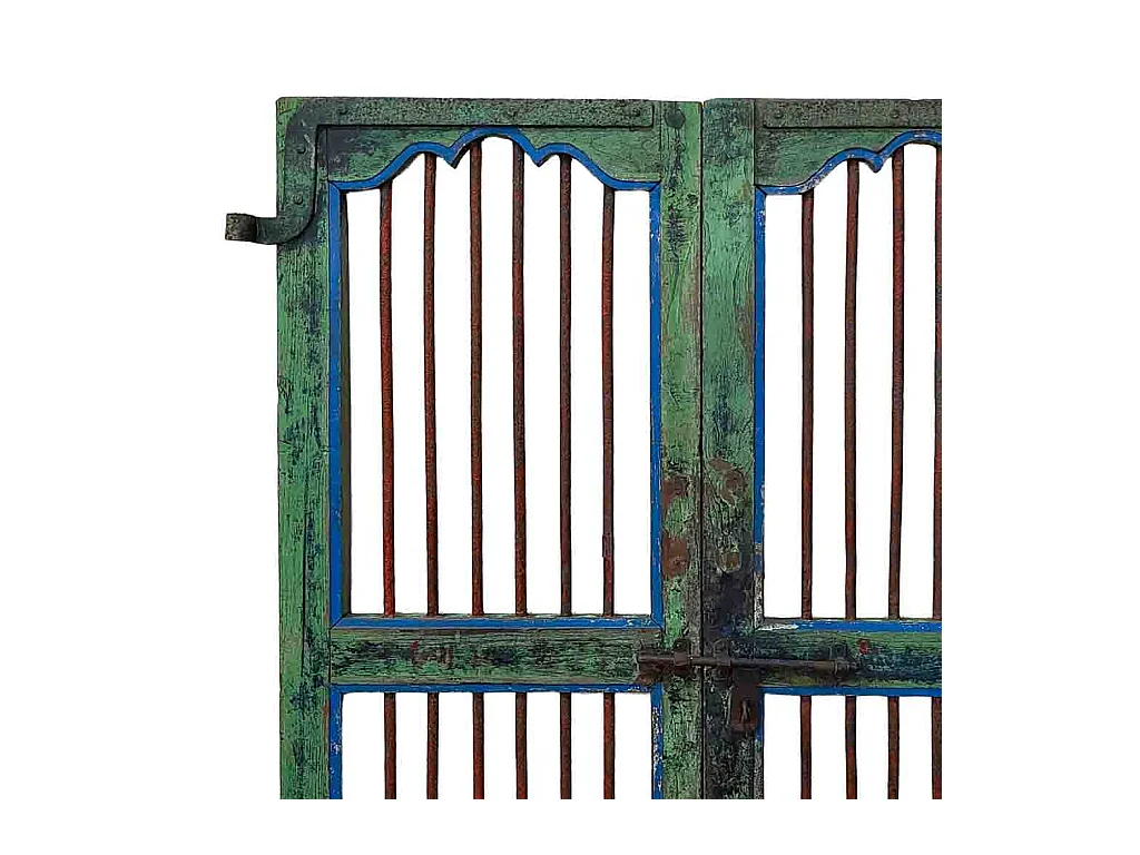 Porte artisanale en bois bleu 107 x 4 x 178 cm h