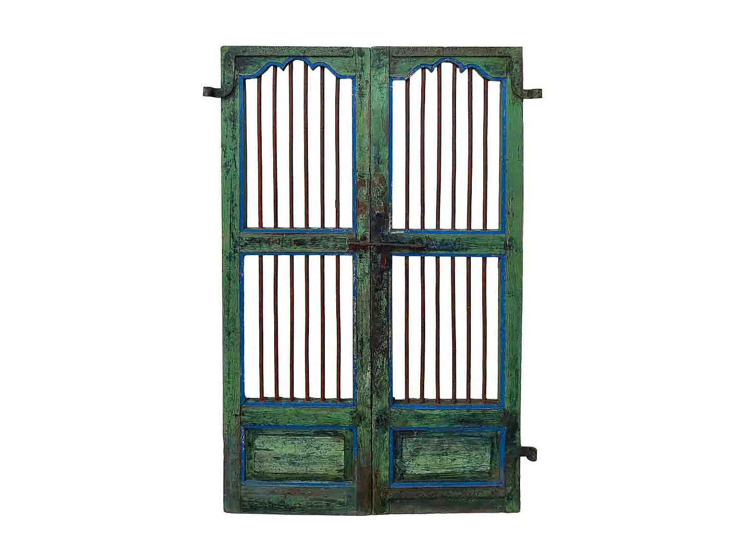 Porte artisanale en bois bleu 107 x 4 x 178 cm h