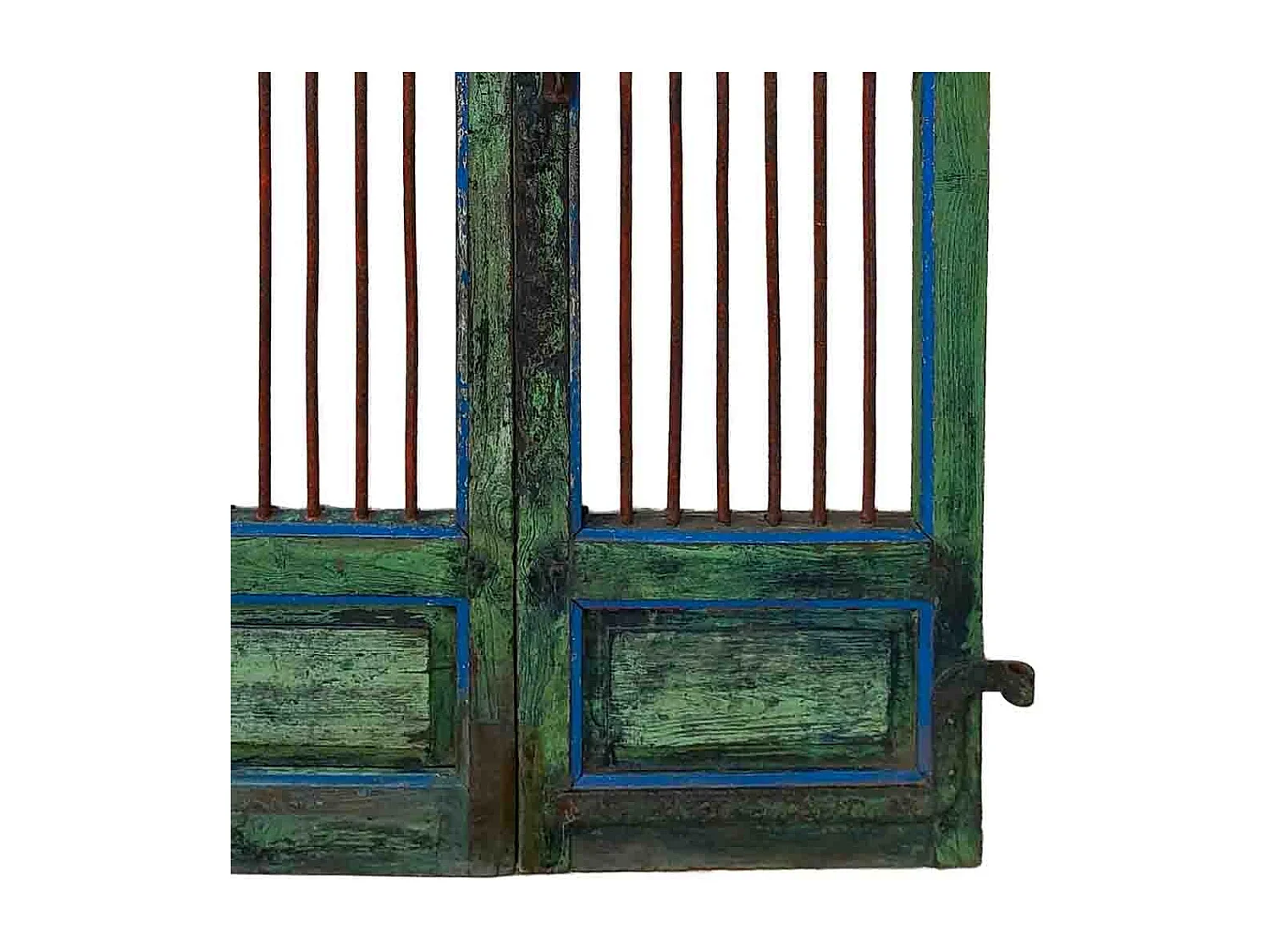 Porte artisanale en bois bleu 107 x 4 x 178 cm h