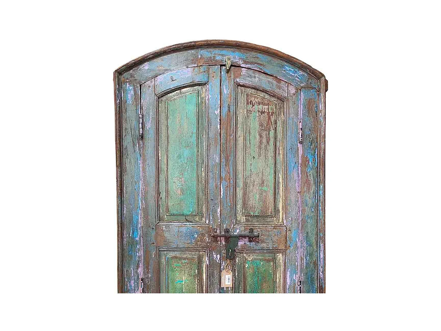Puerta de madera acabado artesanal azul 86x15x200h cm