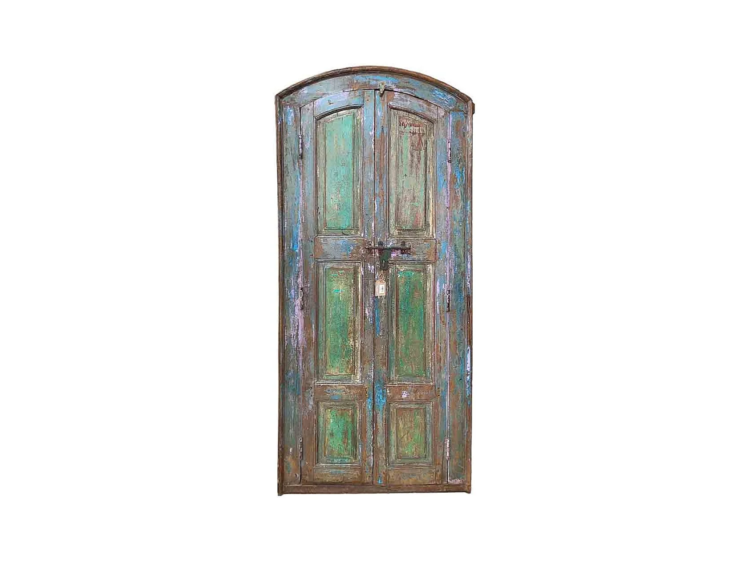 Puerta de madera acabado artesanal azul 86x15x200h cm
