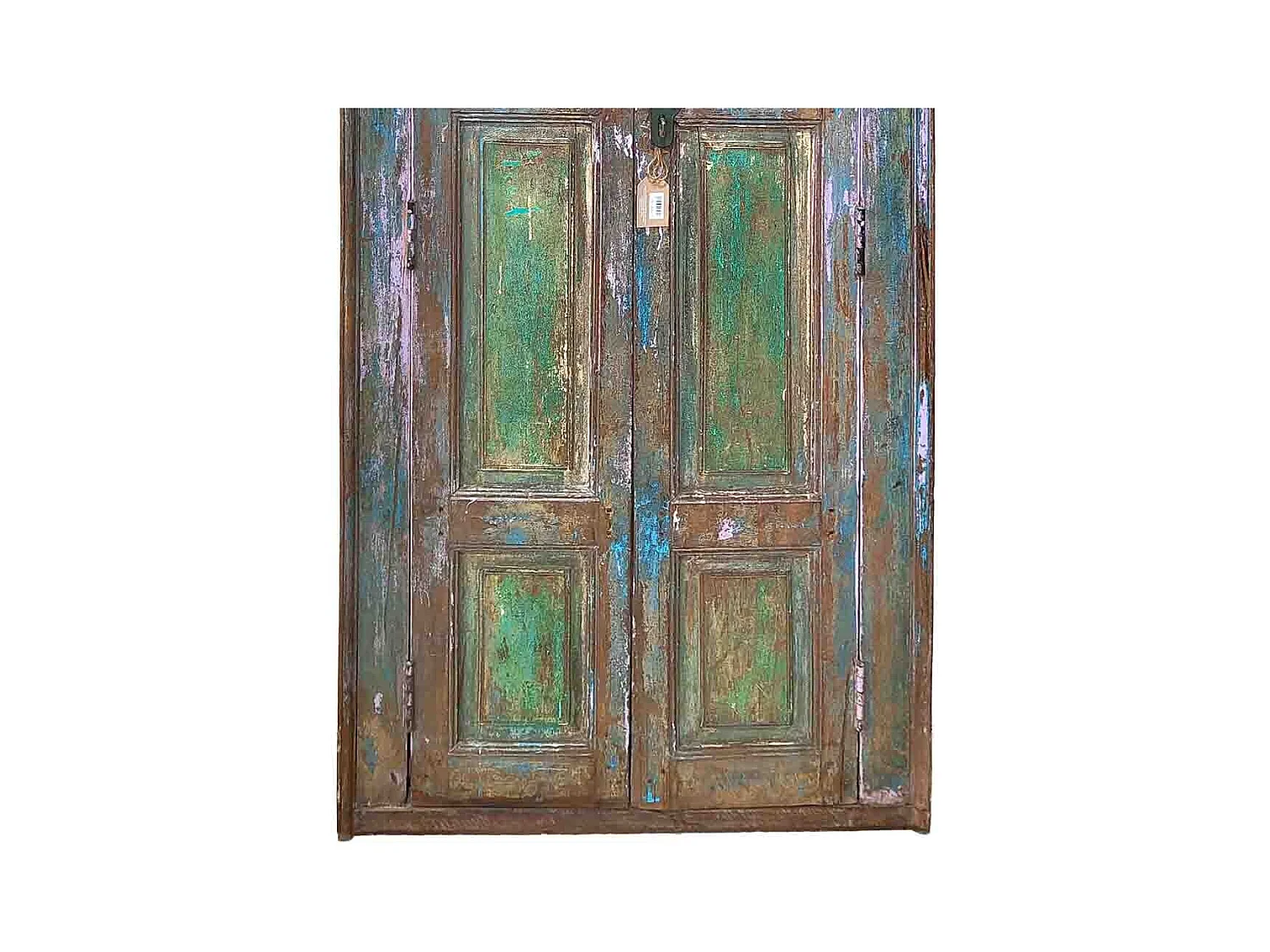Puerta de madera acabado artesanal azul 86x15x200h cm