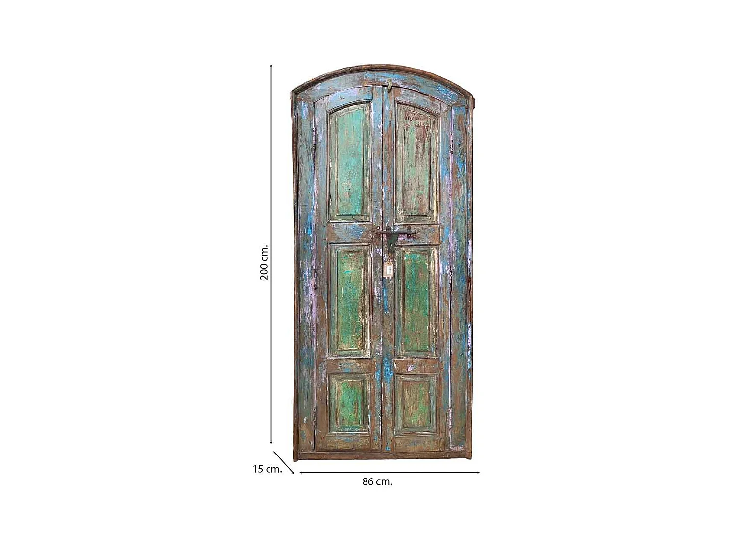 Puerta de madera acabado artesanal azul 86x15x200h cm