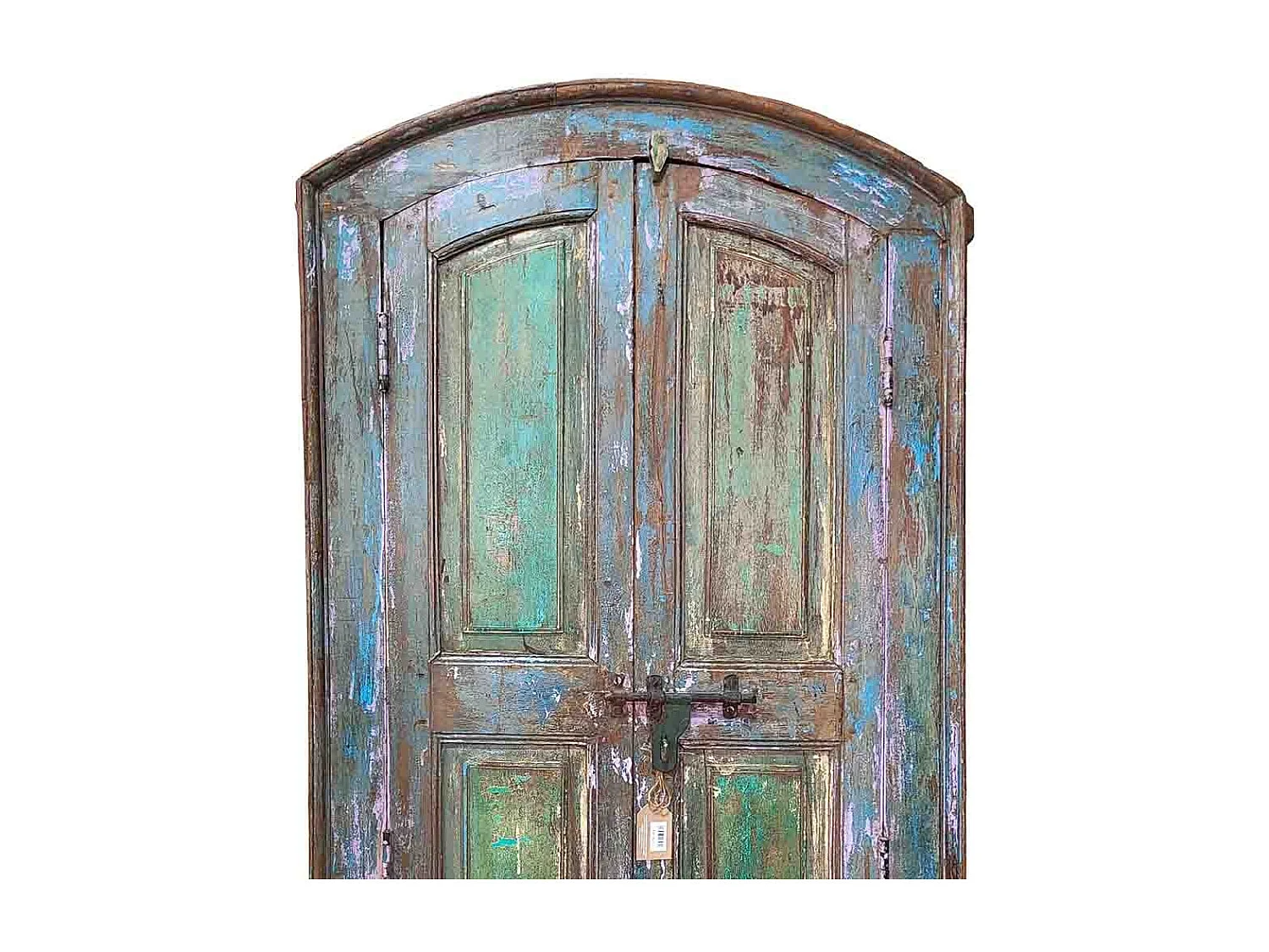 Puerta de madera acabado artesanal azul 86x15x200h cm