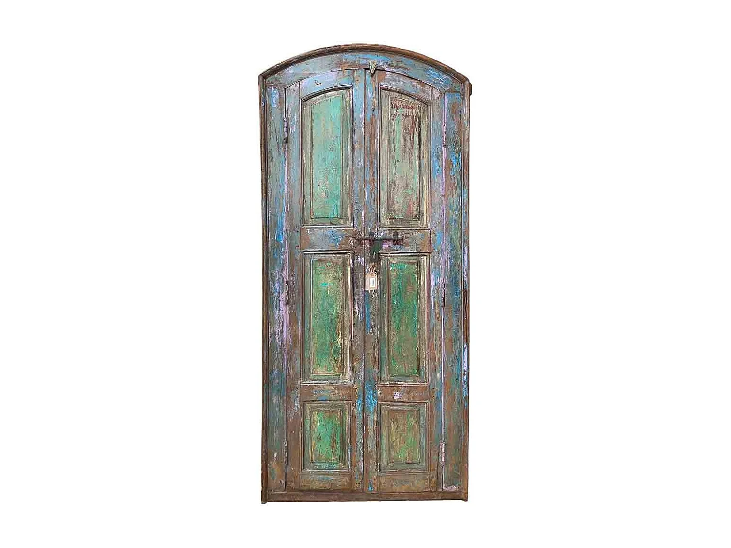 Puerta de madera acabado artesanal azul 86x15x200h cm