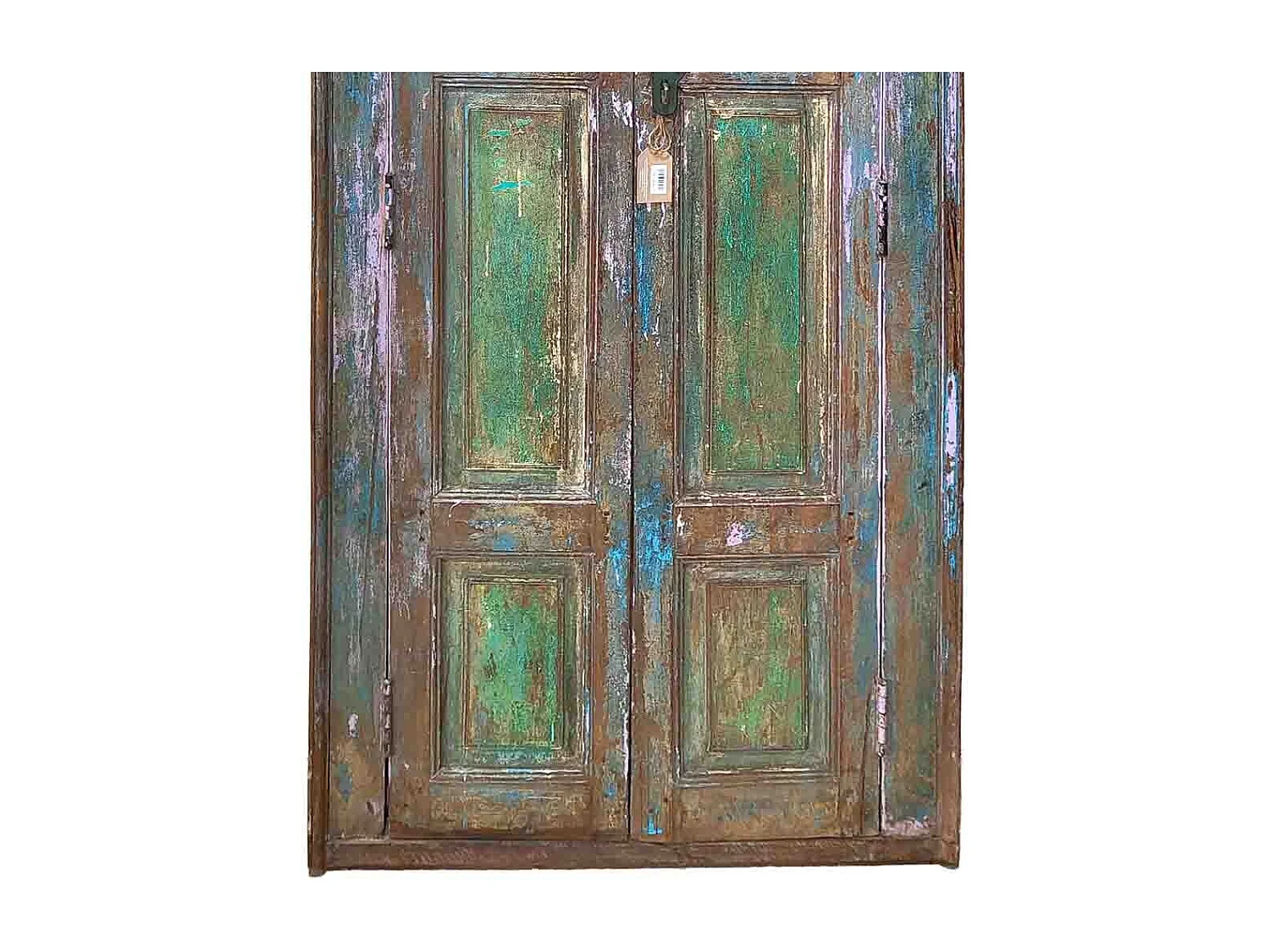 Puerta de madera acabado artesanal azul 86x15x200h cm