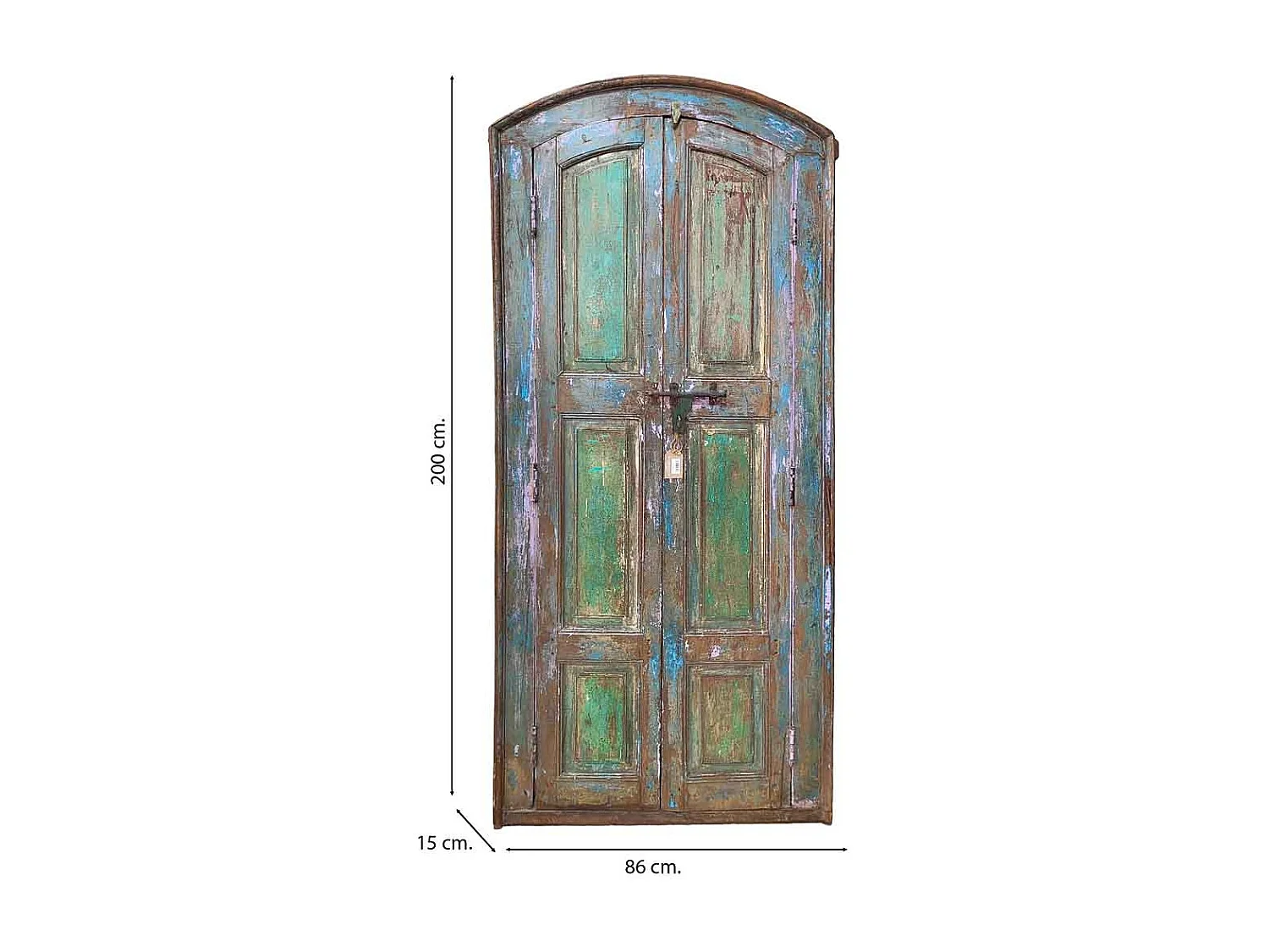 Puerta de madera acabado artesanal azul 86x15x200h cm