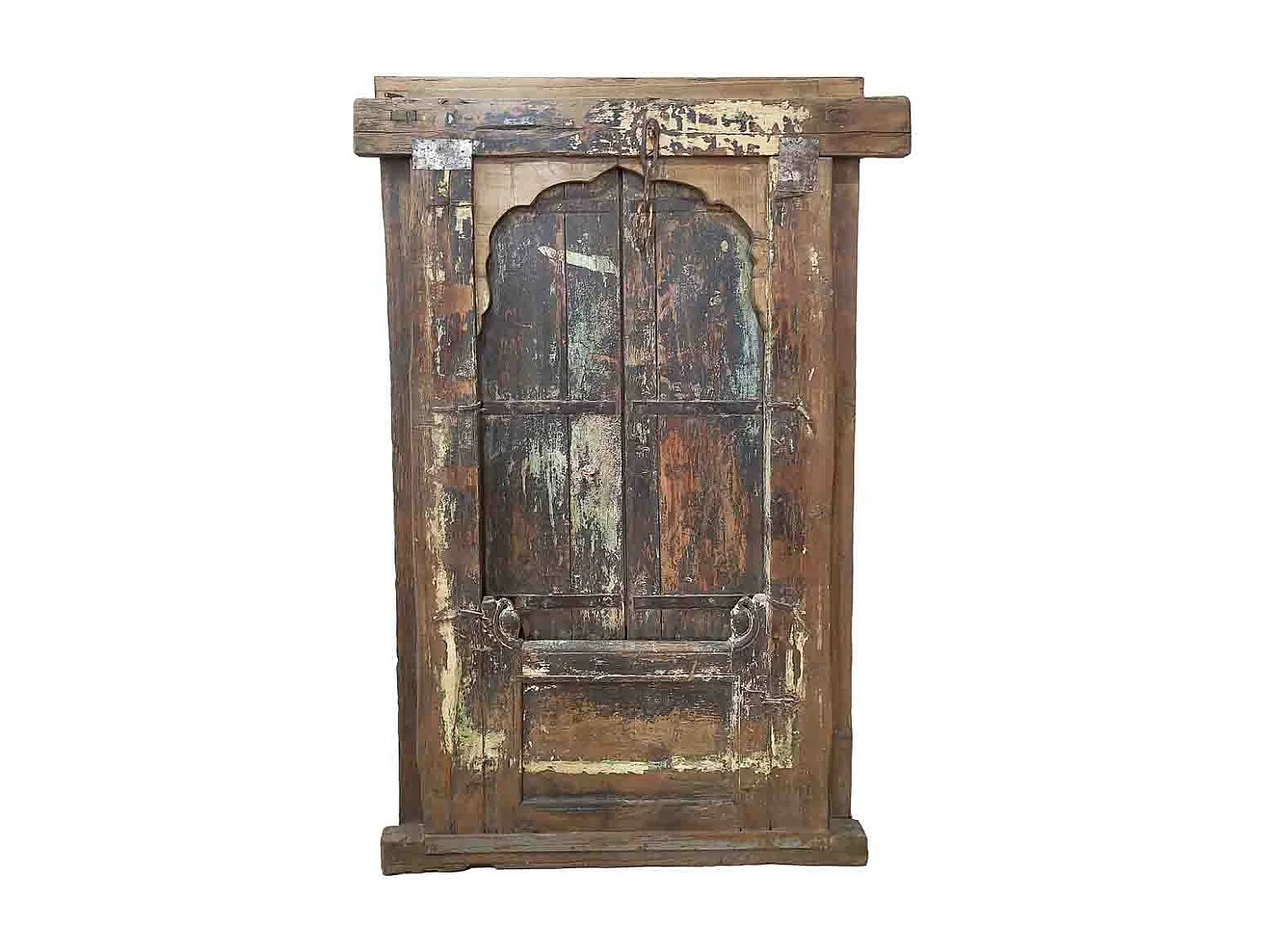 Fenêtre en bois marron faite main 103 x 12 x 166 cm