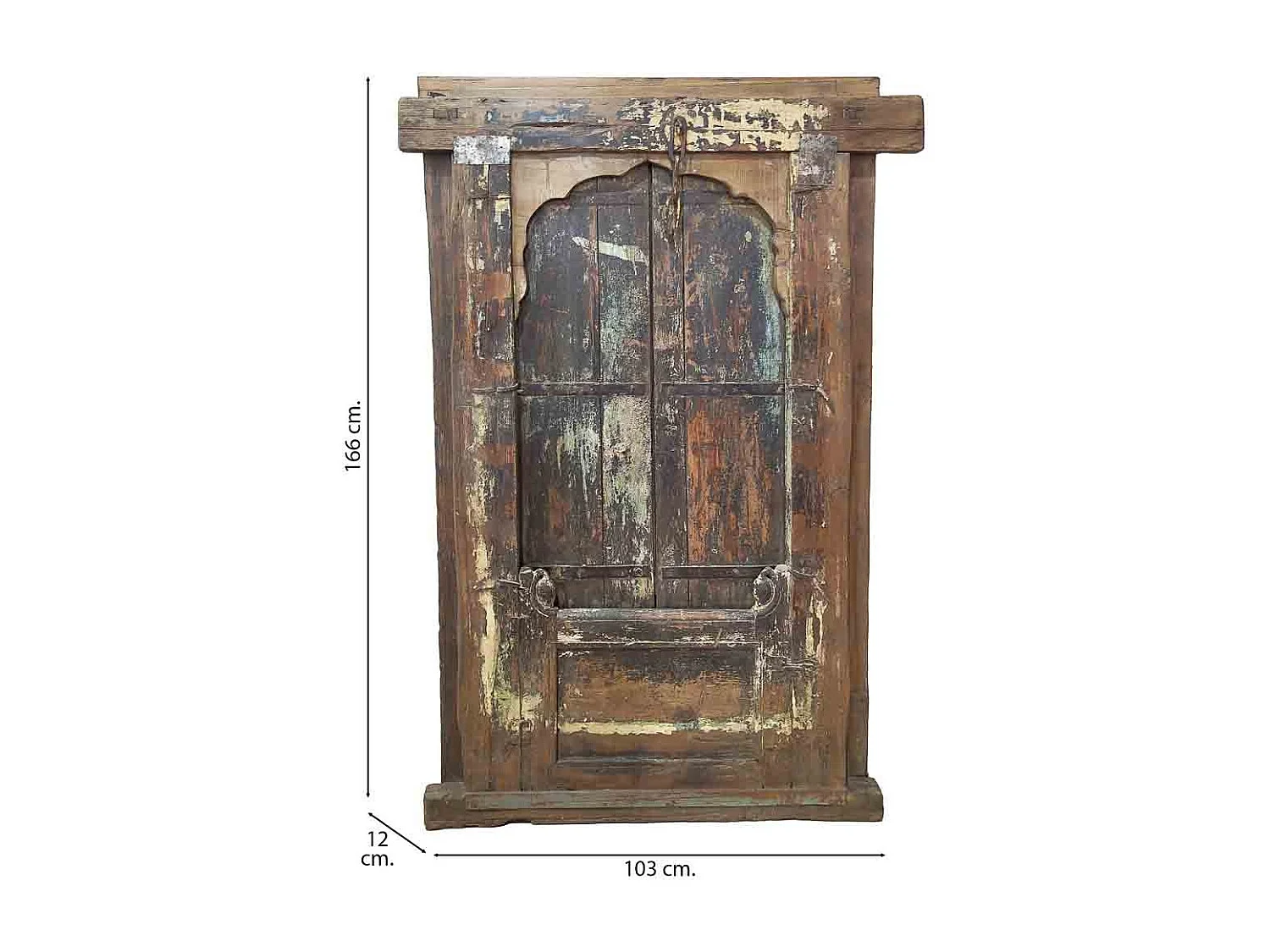 Janela de madeira castanha feita à mão 103x12x166 cm