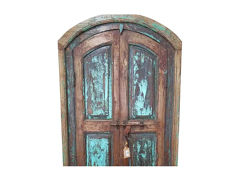 Puerta de madera acabado artesanal azul 82x10x197h cm