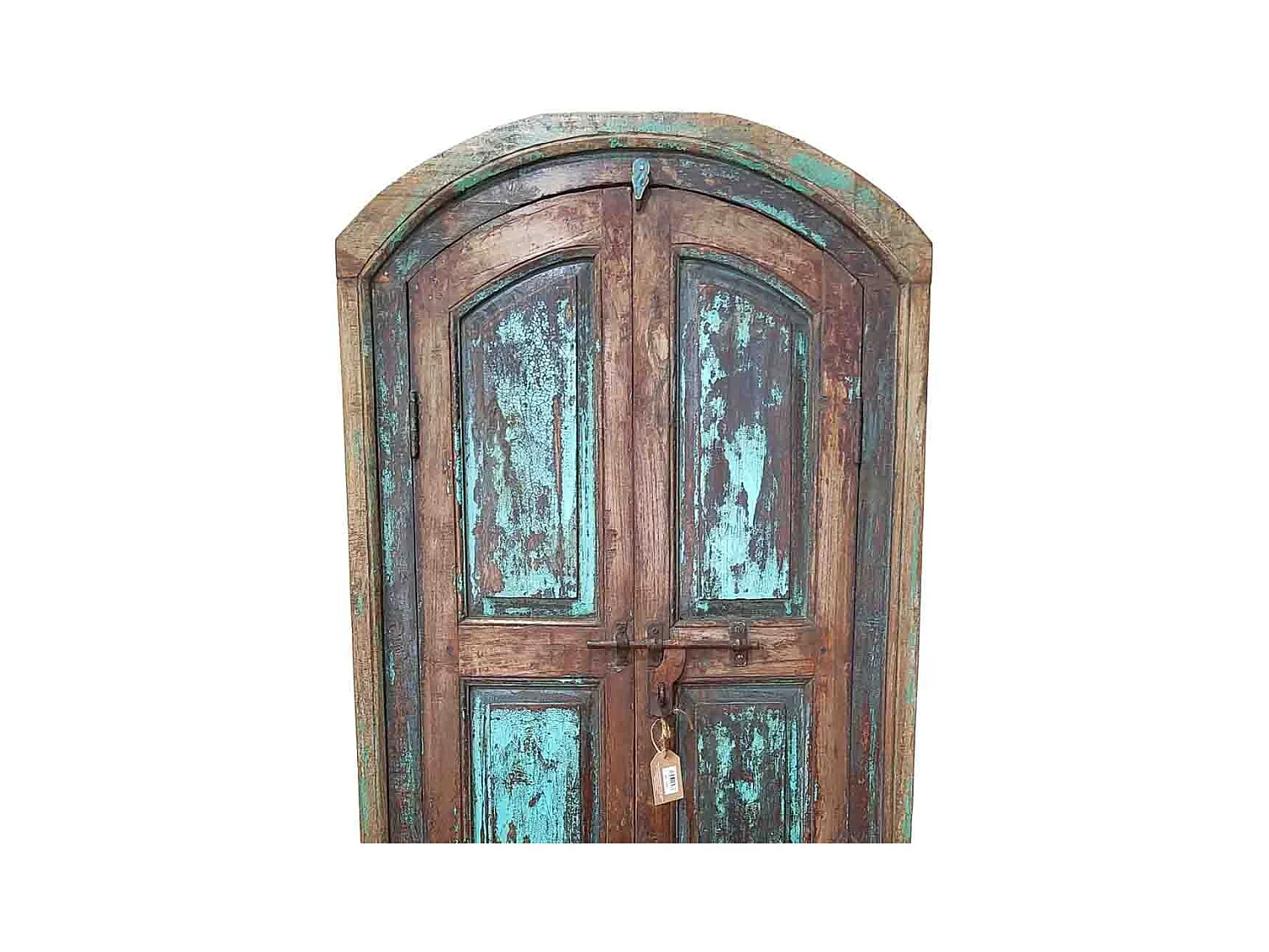 Puerta de madera acabado artesanal azul 82x10x197h cm