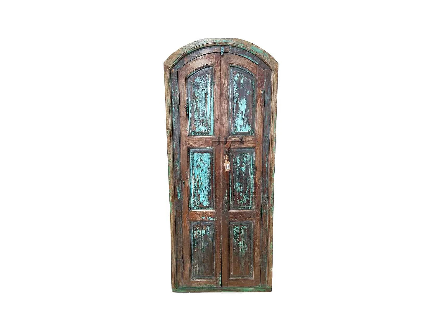 Puerta de madera acabado artesanal azul 82x10x197h cm