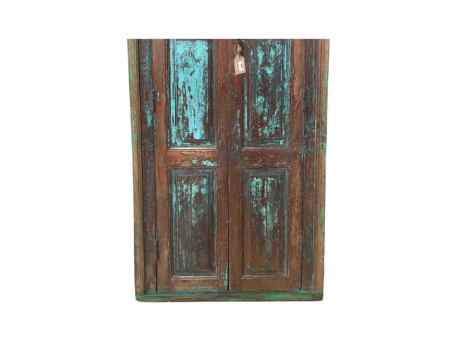 Puerta de madera acabado artesanal azul 82x10x197h cm