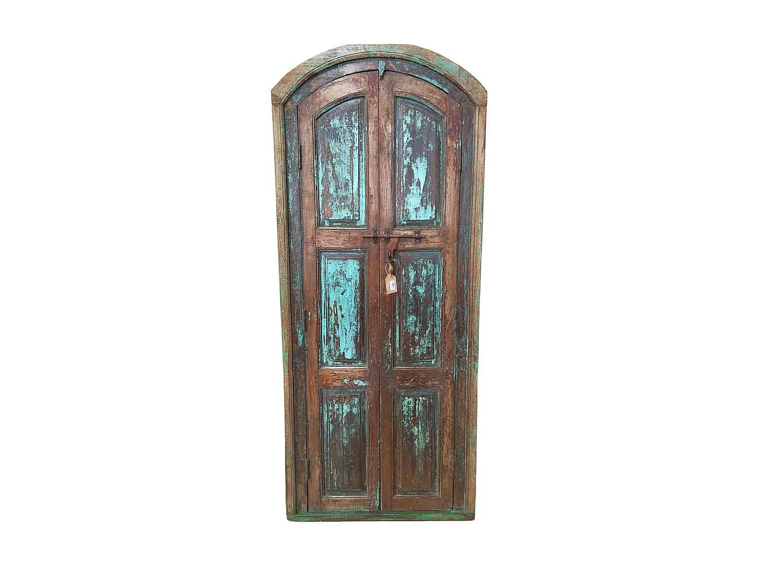 Puerta de madera acabado artesanal azul 82x10x197h cm
