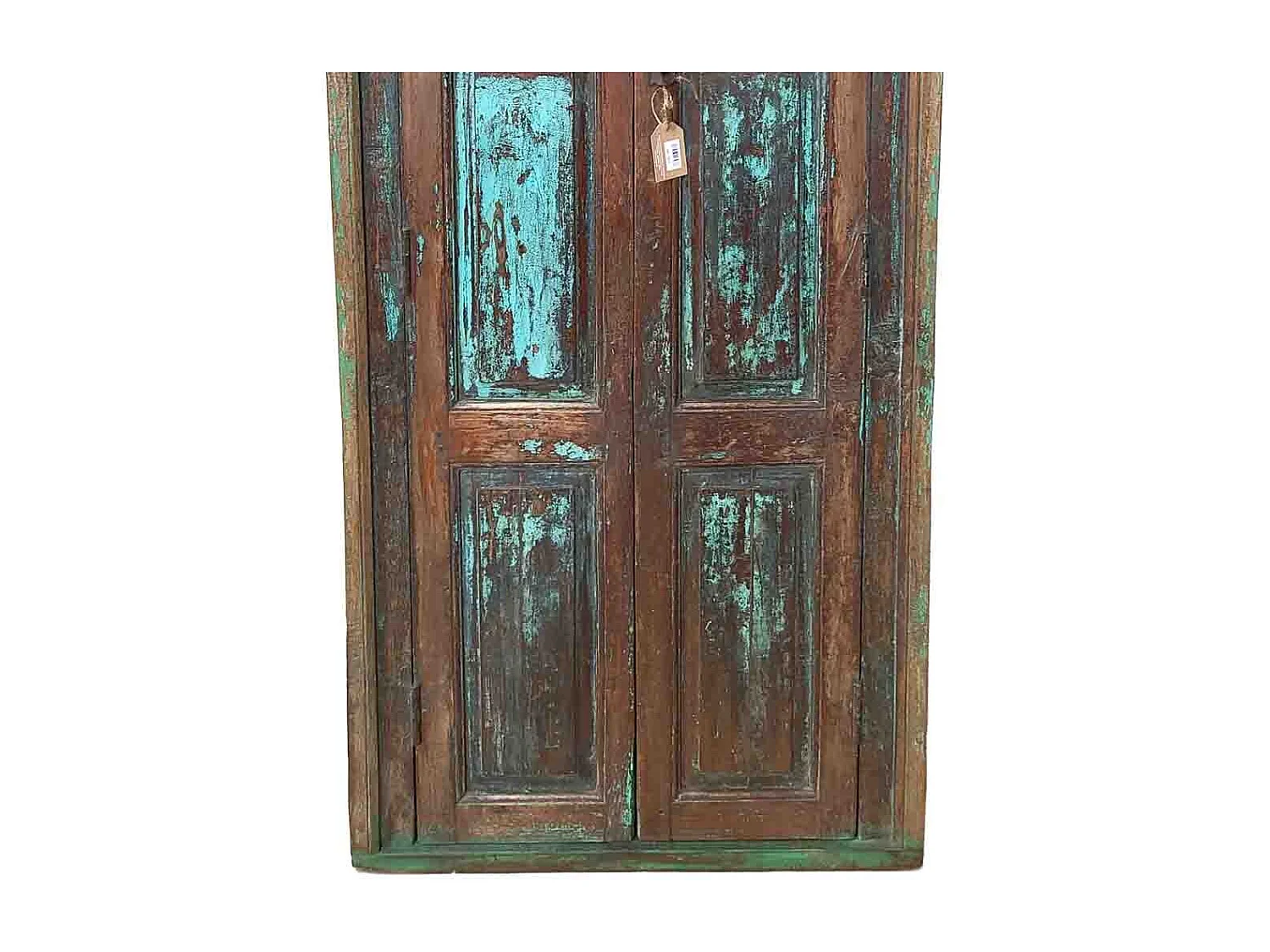 Puerta de madera acabado artesanal azul 82x10x197h cm