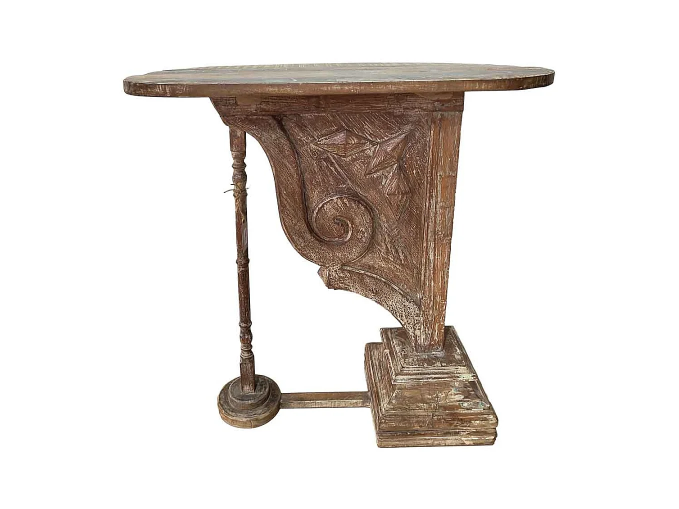 Meuble d'entrée artisanal en bois marron 91x51x95h cm