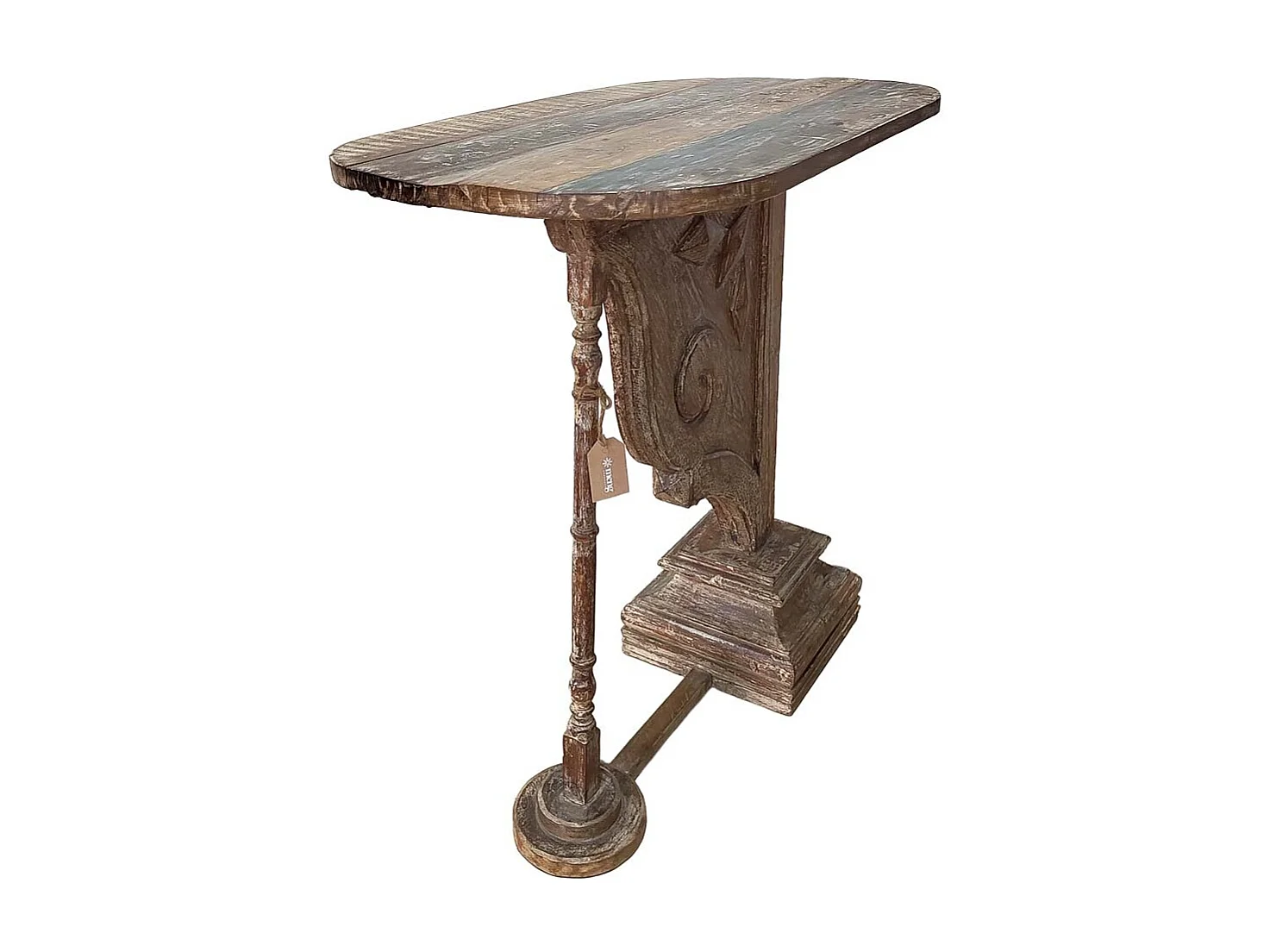 Meuble d'entrée artisanal en bois marron 91x51x95h cm