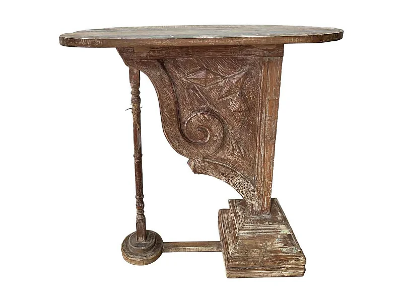 Recibidor de madera acabado artesanal marrón 91x51x95h cm