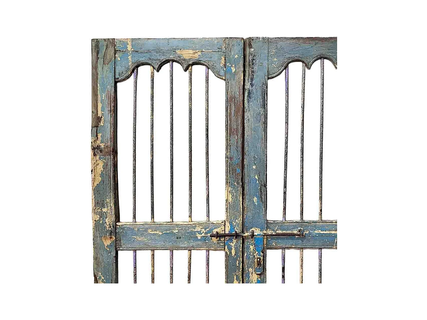 Porte artisanale en bois bleu 102 x 3 x 170 cm h