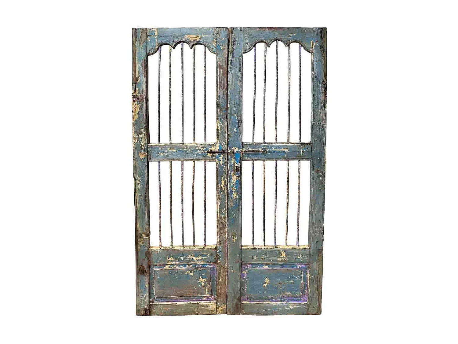 Porte artisanale en bois bleu 102 x 3 x 170 cm h