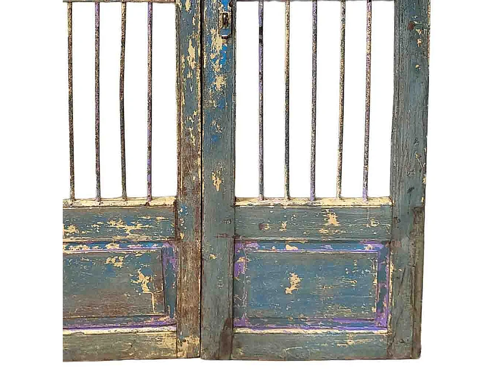 Porte artisanale en bois bleu 102 x 3 x 170 cm h