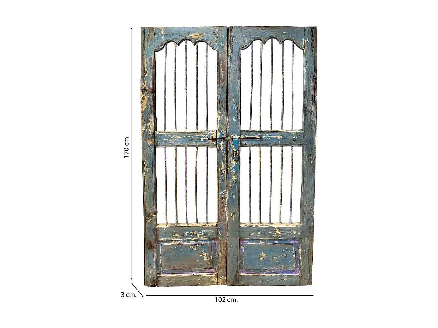 Porta de madeira artesanal azul 102x3x170 cm
