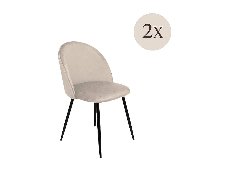 Set van 2 Achito stoelen, Fauteuil bekleed met fluweel, Gestoffeerde eetkamerstoel, Vergaderstoel, 51x54h82 cm, Lichtgrijs