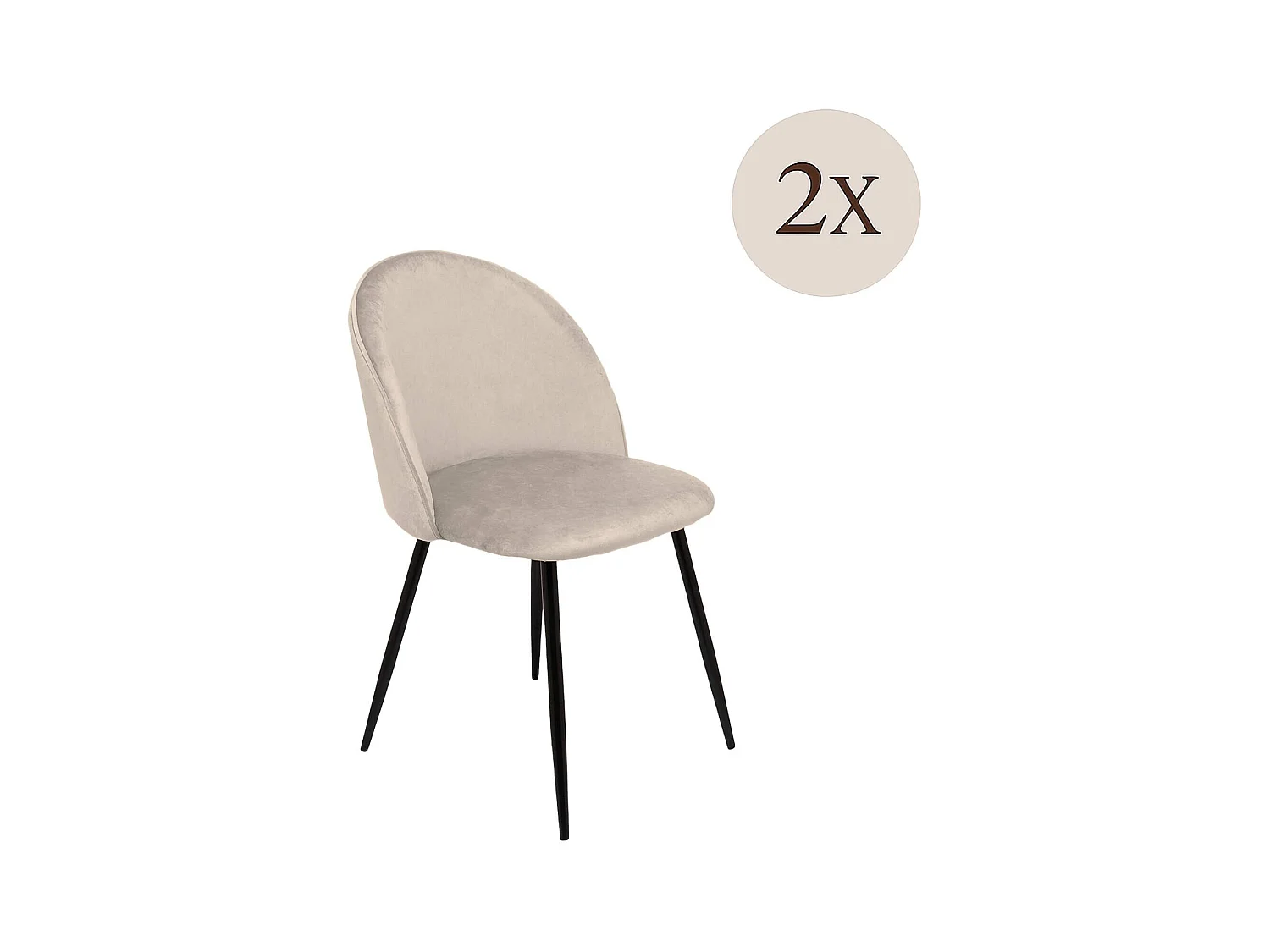 Chaises Achito, 2 Chaises, Rembourrées, Noires