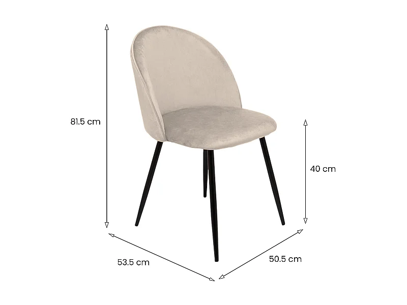 Achito stoel, Fauteuil bekleed met fluweel, Gestoffeerde eetkamerstoel, Vergaderstoel, 51x54h82 cm, Lichtgrijs