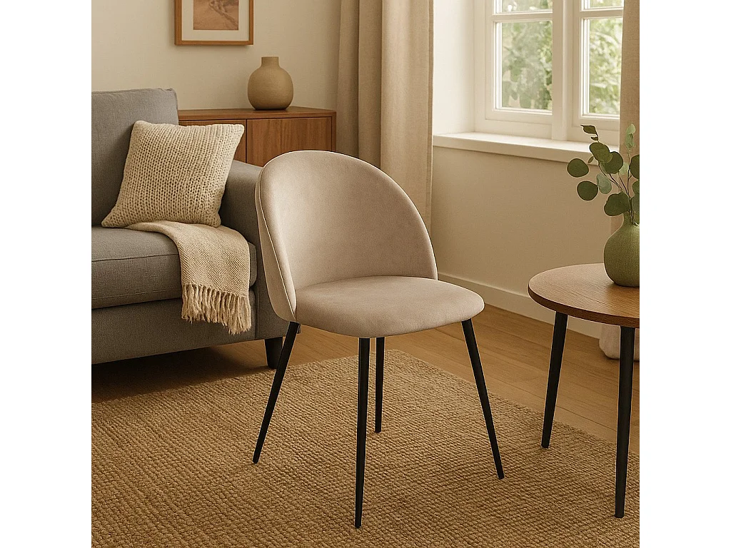 Achito stoel, Fauteuil bekleed met fluweel, Gestoffeerde eetkamerstoel, Vergaderstoel, 51x54h82 cm, Lichtgrijs