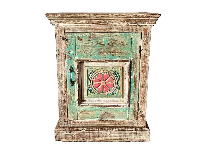 Mesita de madera acabado artesanal marrón 53x27x69h cm