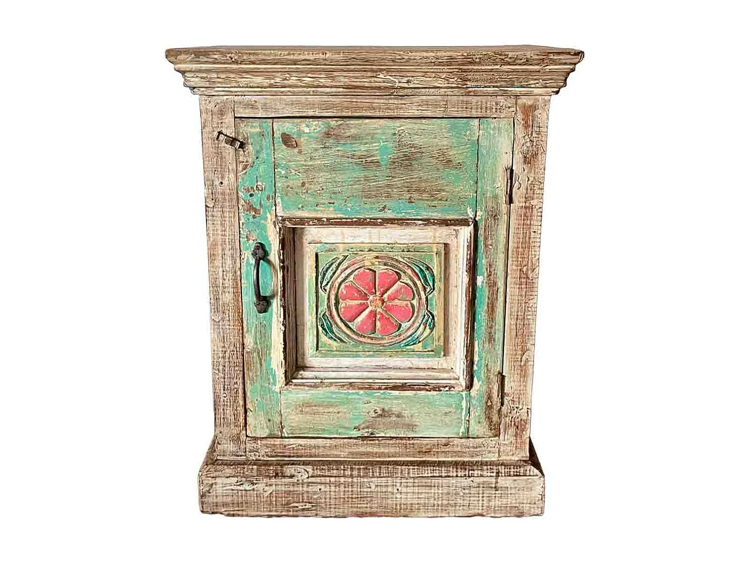 Mesita de madera acabado artesanal marrón 53x27x69h cm