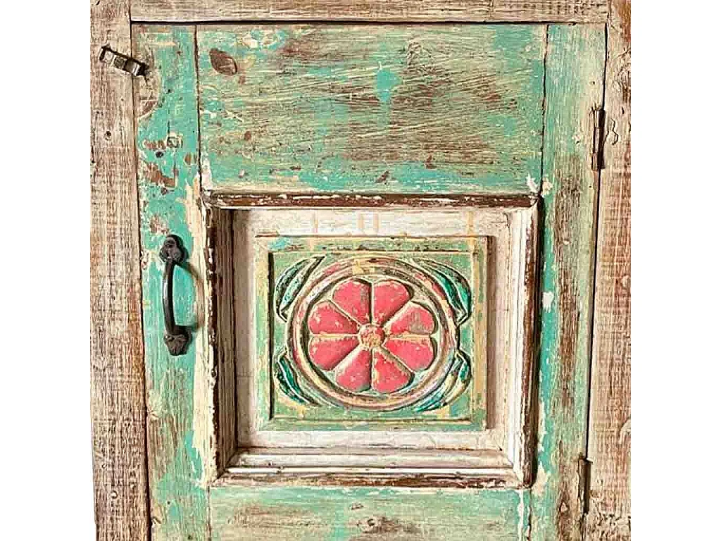 Mesita de madera acabado artesanal marrón 53x27x69h cm