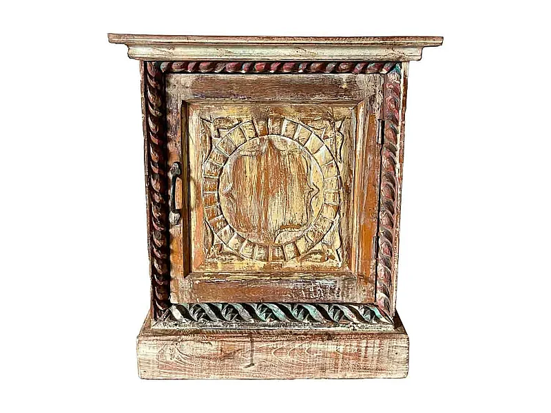 Mesa de centro em madeira artesanal castanha, 52x30x56cm