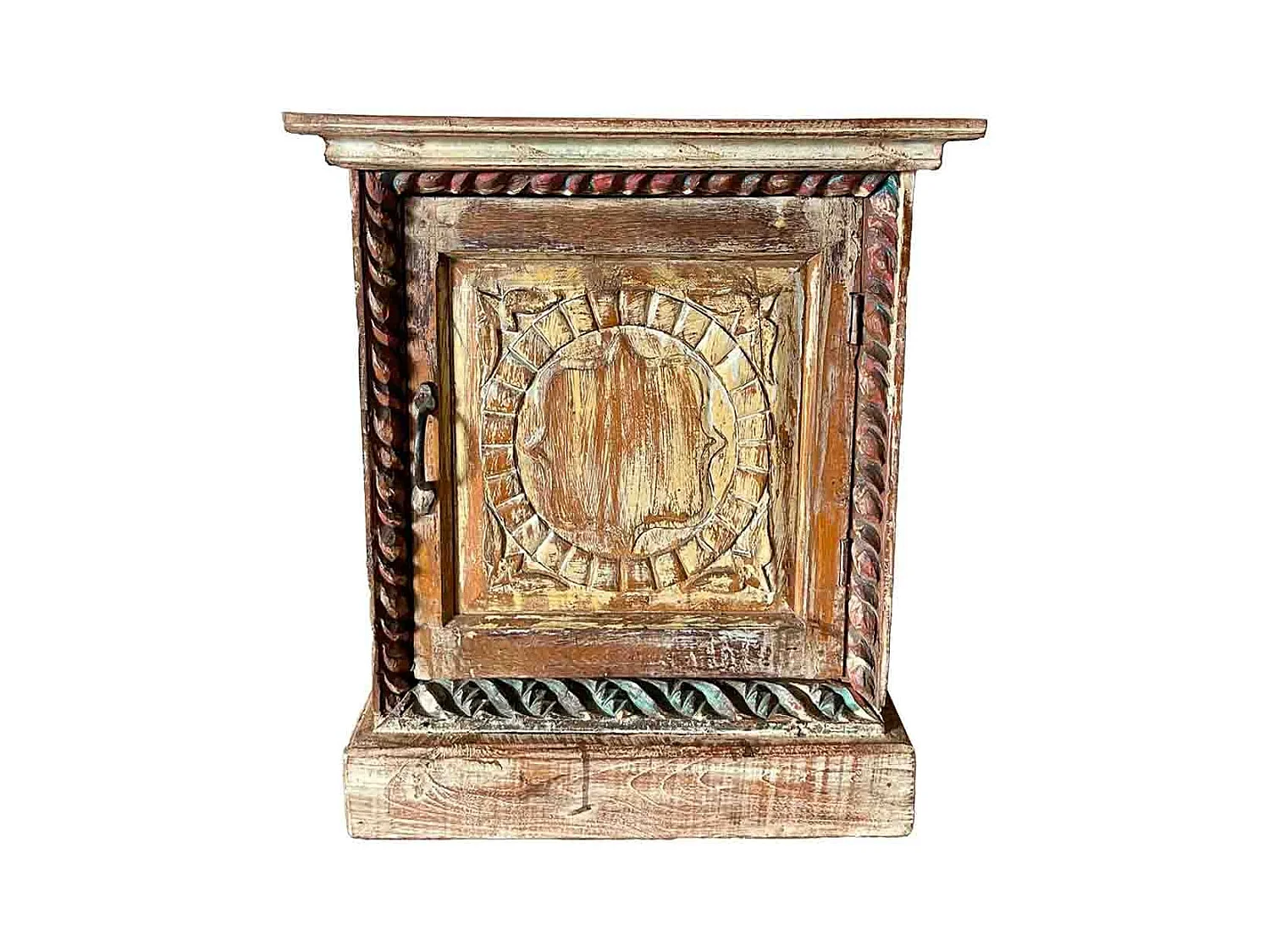 Mesa de centro em madeira artesanal castanha, 52x30x56cm