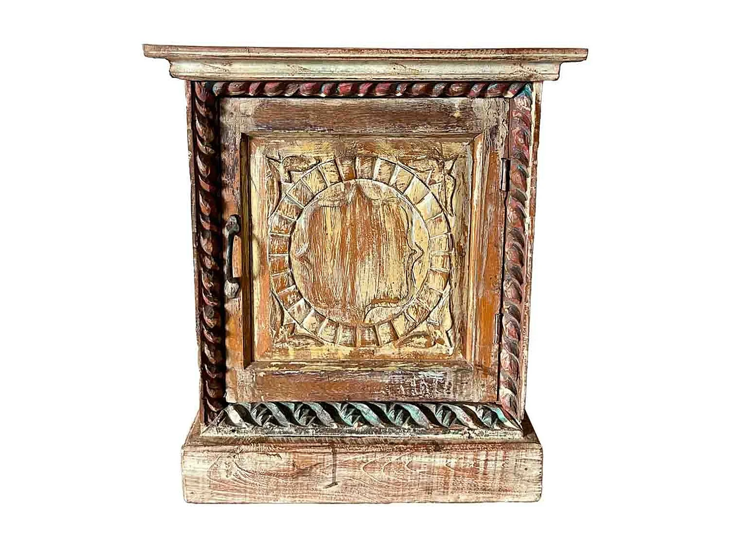 Mesa de centro em madeira artesanal castanha, 52x30x56cm