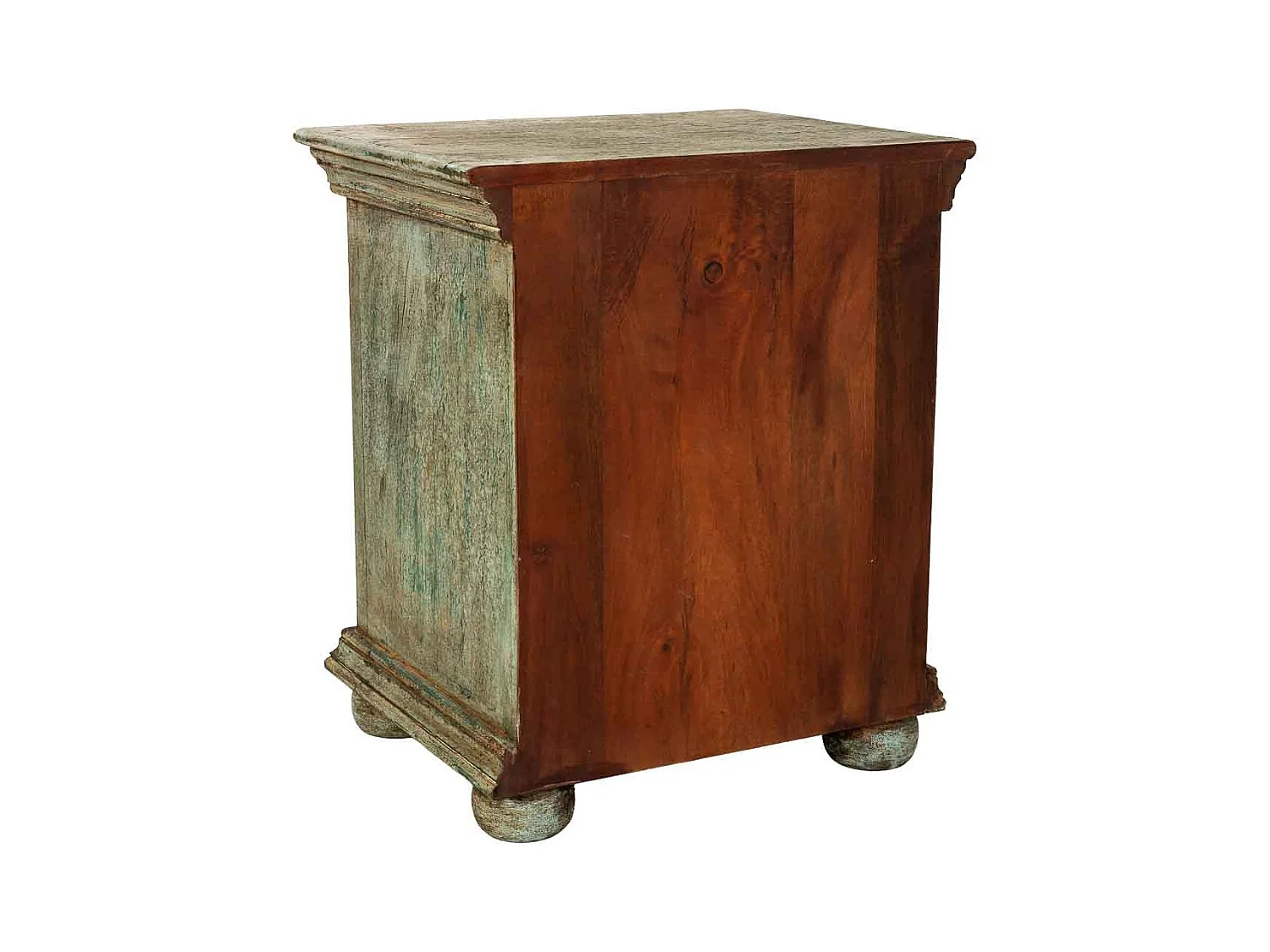 Mesita de noche de Madera artesanal azul con 2 cajones 50x40x60h cm