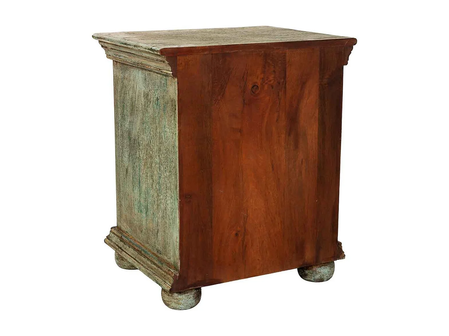 Mesita de noche de Madera artesanal azul con 2 cajones 50x40x60h cm