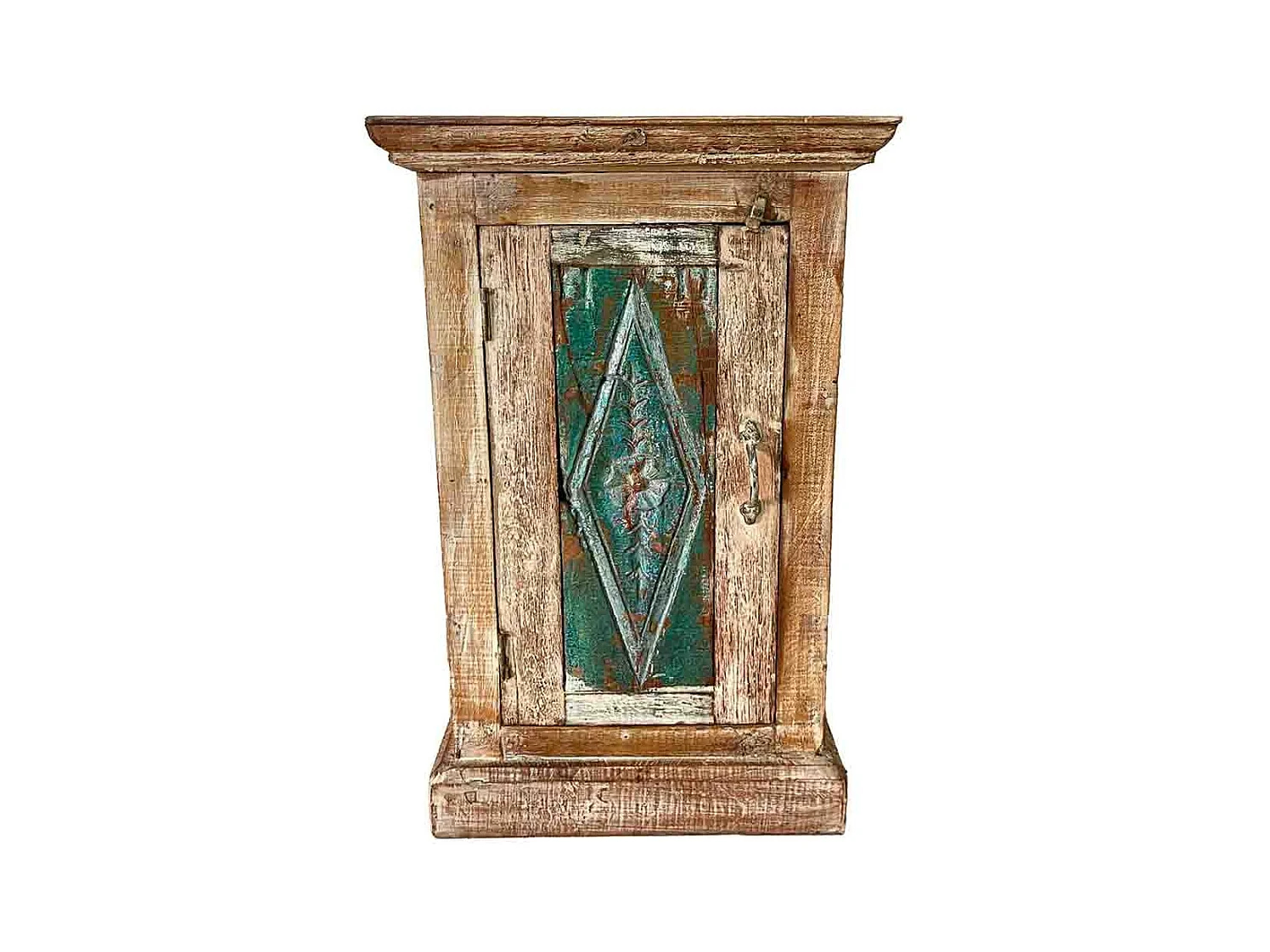 Mesita de madera acabado artesanal marrón 43x27x73h cm