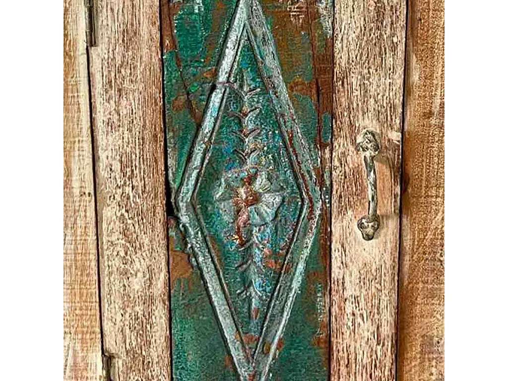 Mesita de madera acabado artesanal marrón 43x27x73h cm