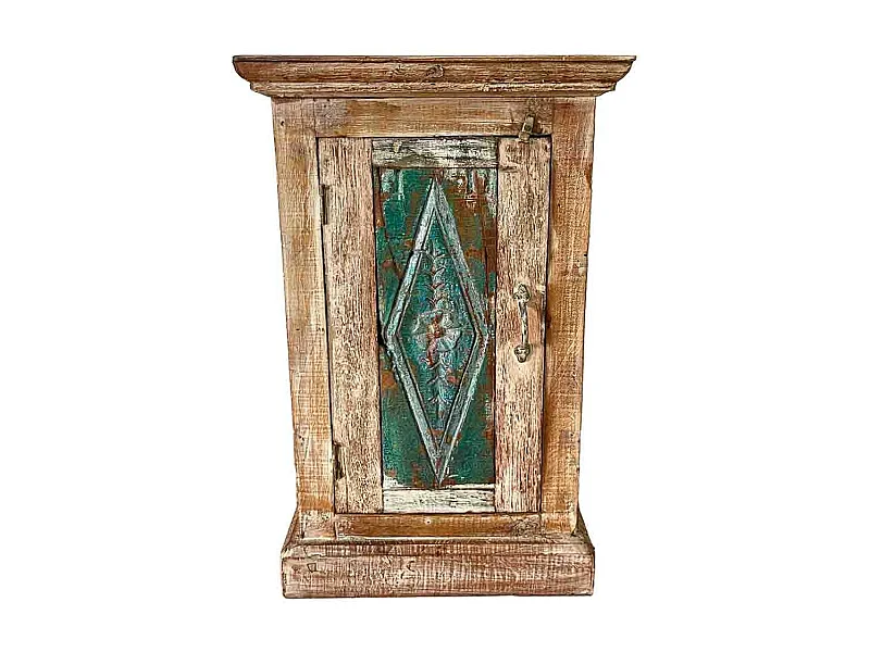 Mesa artesanal em madeira castanha, 43x27x73 cm