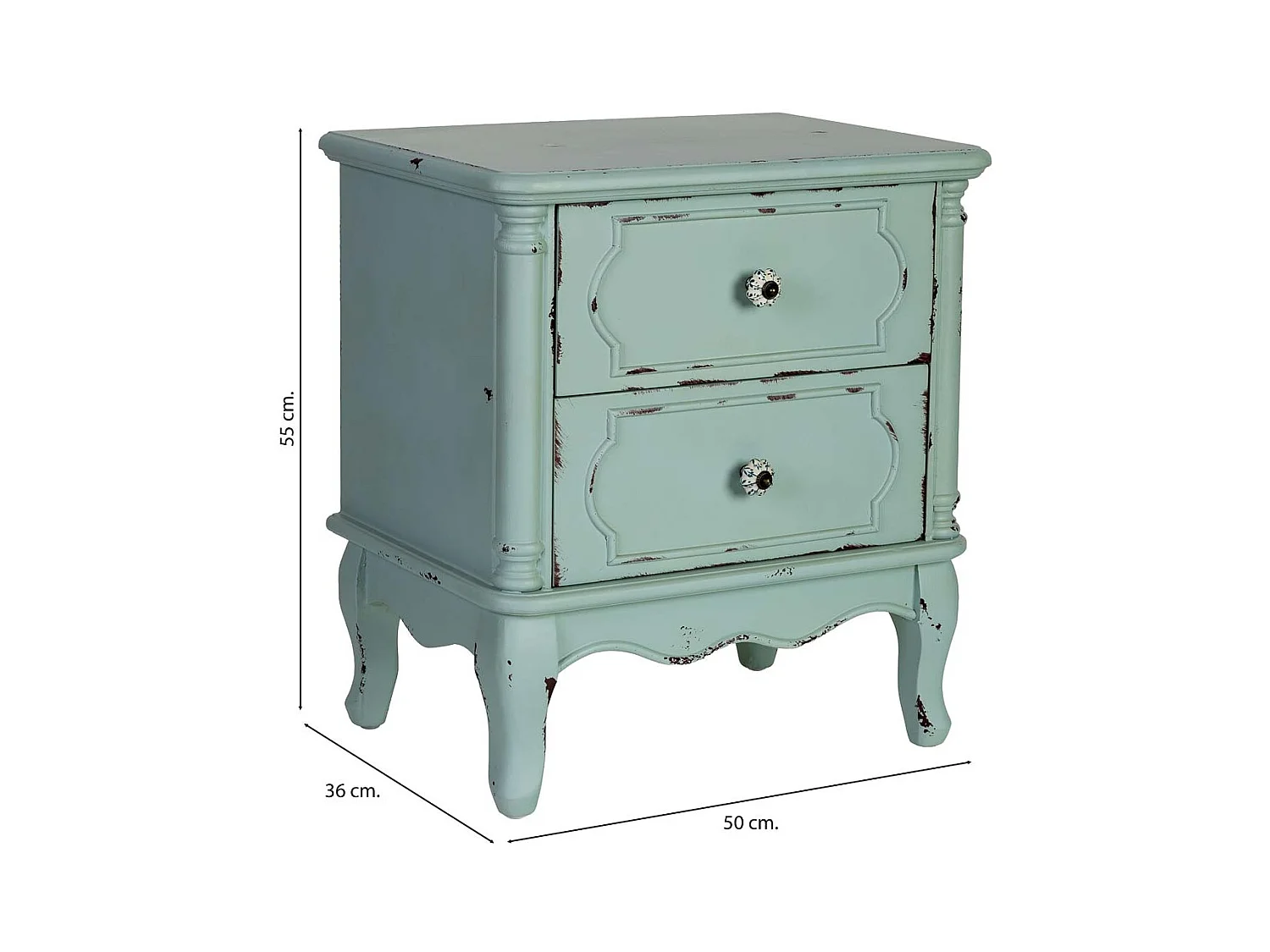 Mesita de noche de Madera de 2 cajones 50x36x55h cm