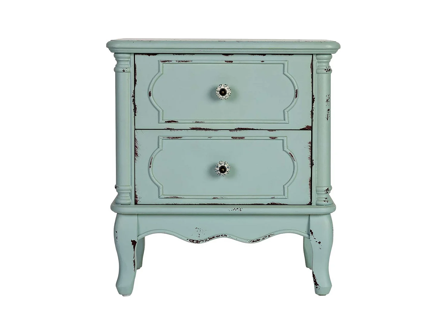 Table de chevet 2 tiroirs en bois 50x36x55 cm