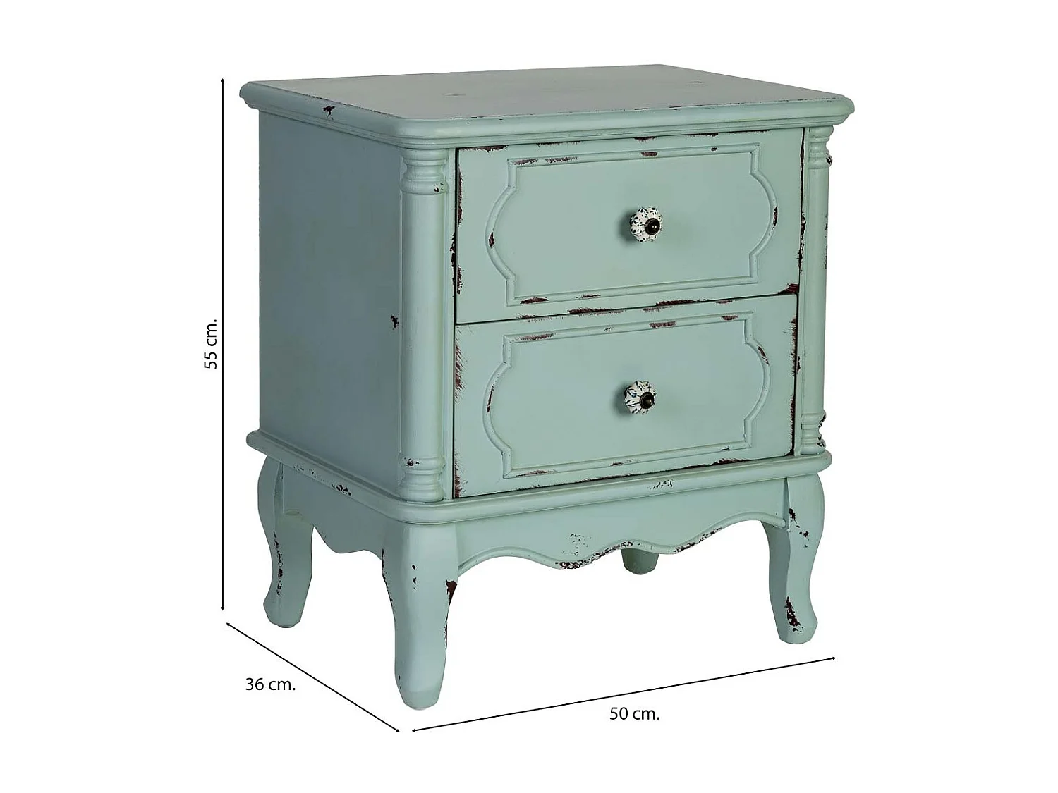 Mesita de noche de Madera de 2 cajones 50x36x55h cm