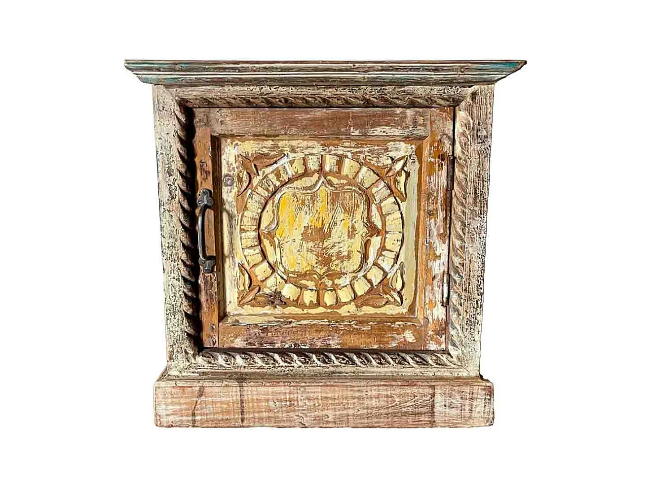 Mesita de madera acabado artesanal marrón 54x29x57h cm