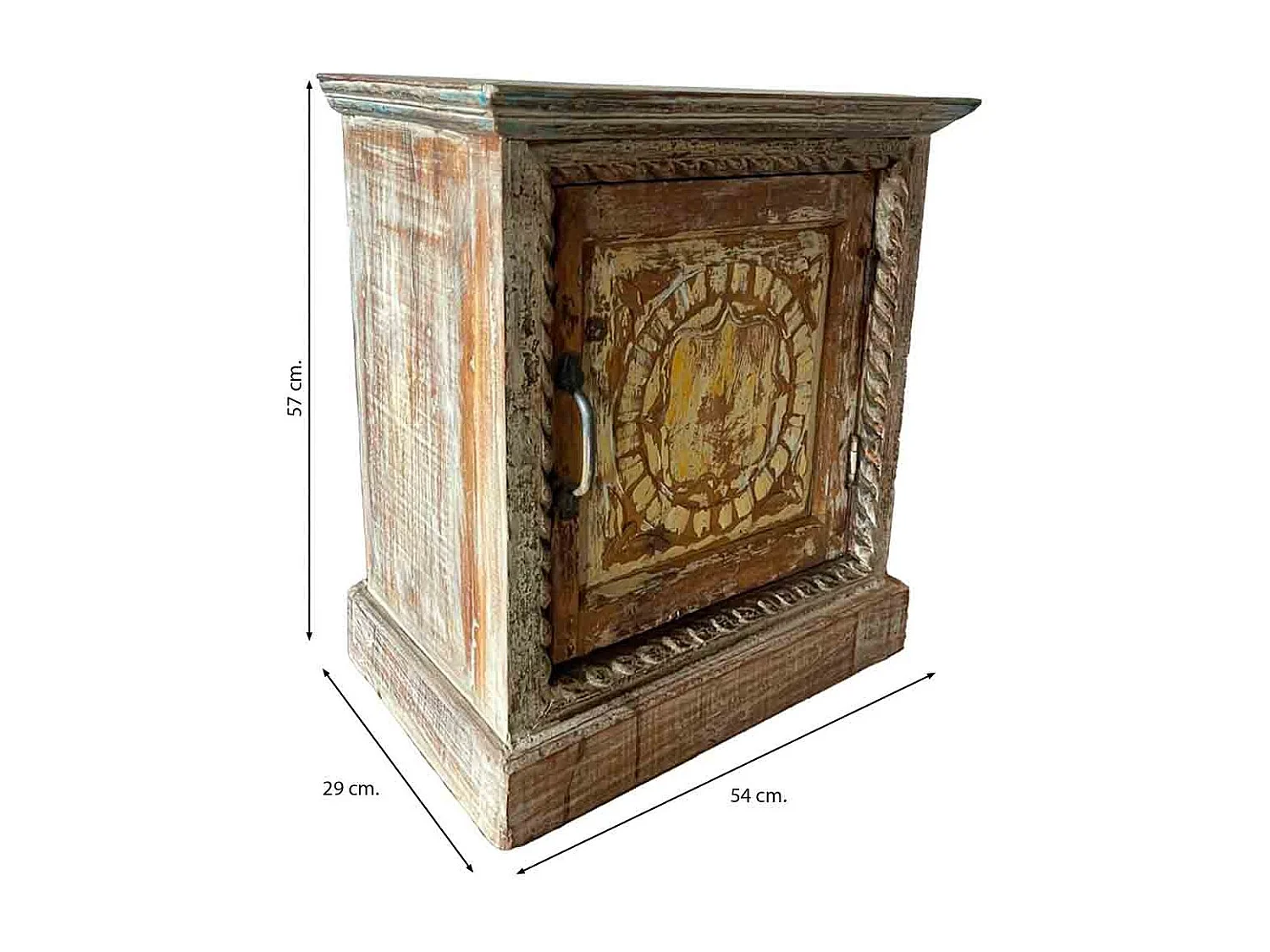 Mesita de madera acabado artesanal marrón 54x29x57h cm