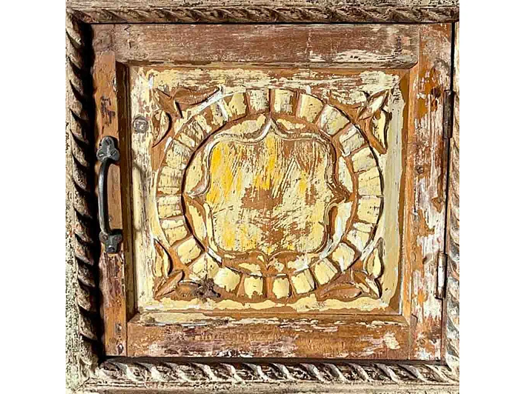 Mesita de madera acabado artesanal marrón 54x29x57h cm