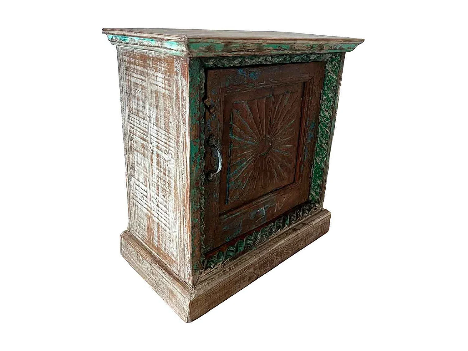 Mesita de madera acabado artesanal marrón 52x29x60h cm