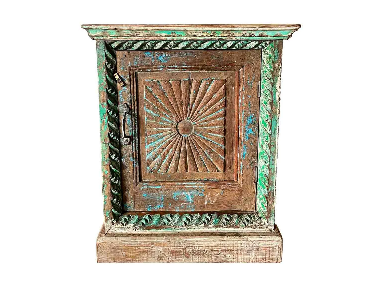 Mesita de madera acabado artesanal marrón 52x29x60h cm