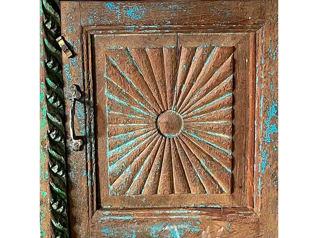 Mesita de madera acabado artesanal marrón 52x29x60h cm